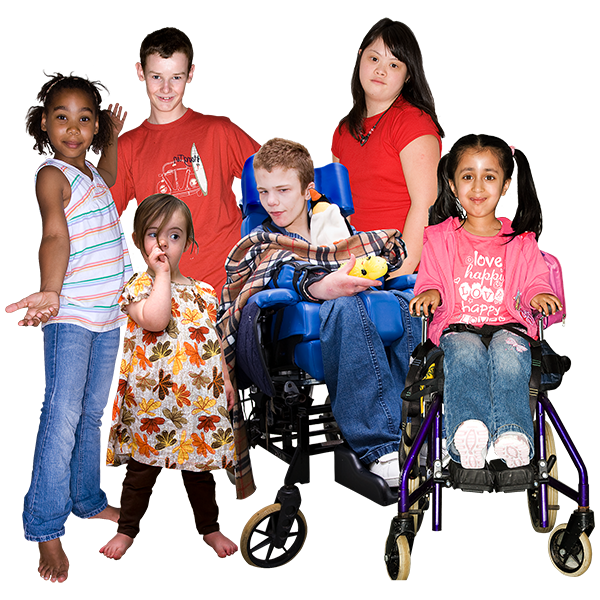 Group of young people including some with special needs and disabilities