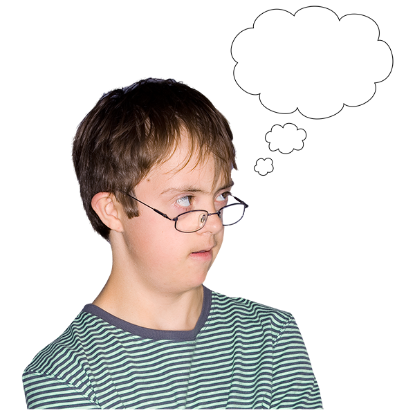Young boy with thought bubble