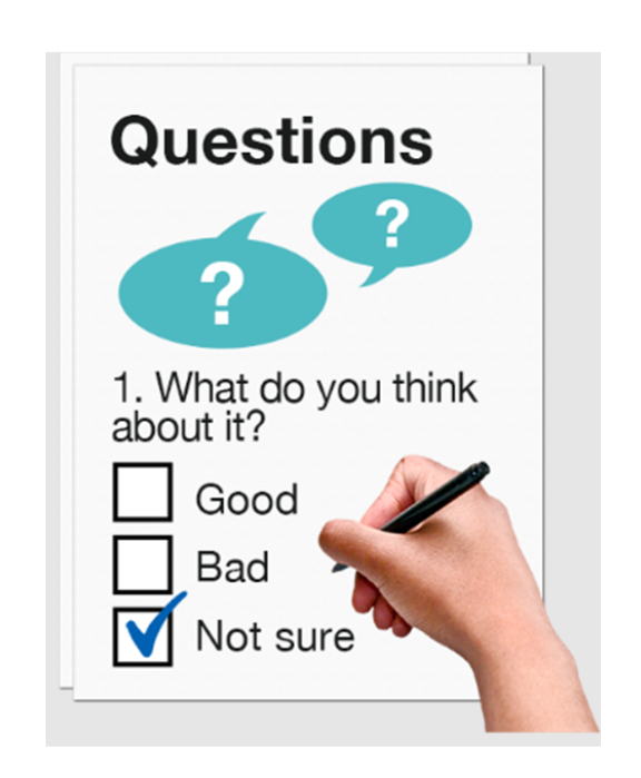 Image shows a paper survey question